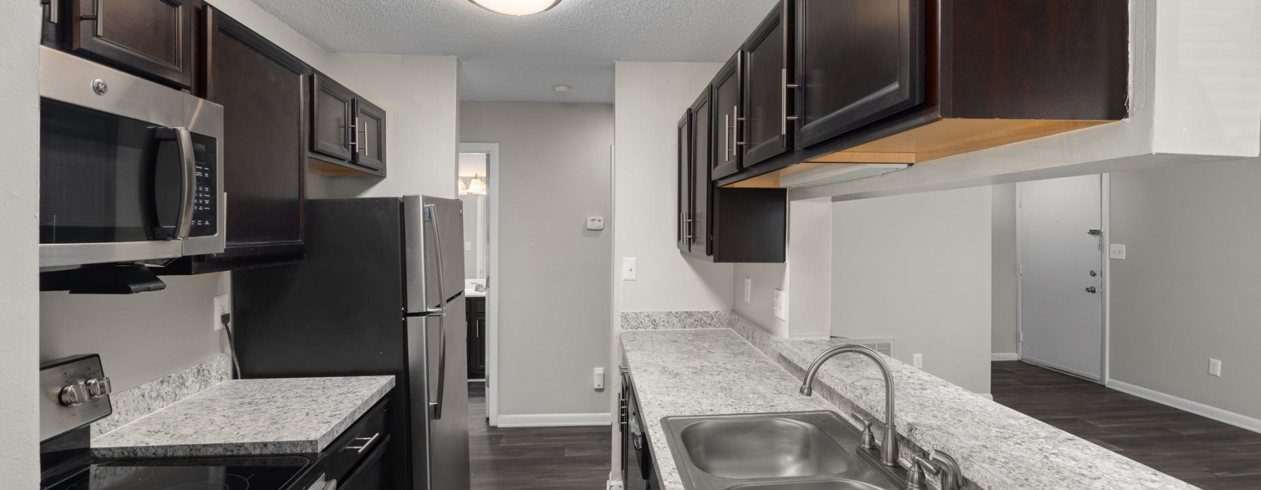 a kitchen with stainless steel appliances